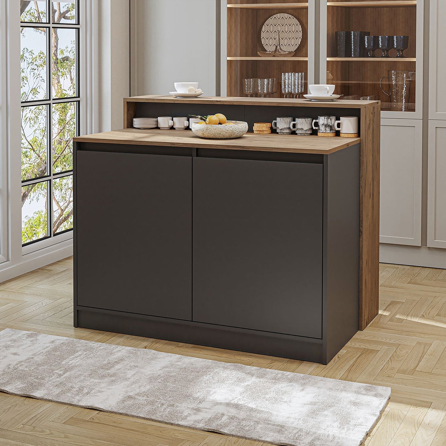 Τραπέζι Κουζίνας Νησίδα Πεύκο Ανθρακί 120x100x80 εκ 283VLN1401