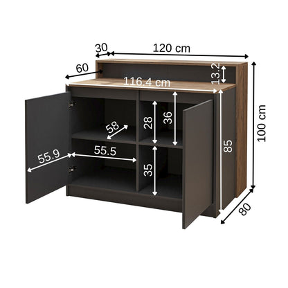 Τραπέζι Κουζίνας Νησίδα Πεύκο Ανθρακί 120x100x80 εκ 283VLN1401