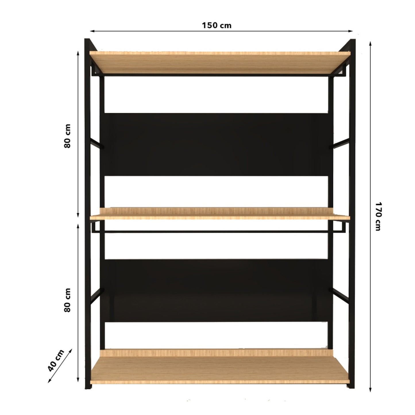Ντουλάπα 160x170x40 εκ Oak Black 285LCV1215