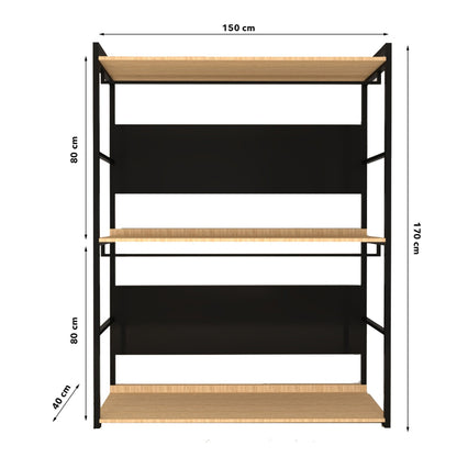 Ντουλάπα 160x170x40 εκ Oak Black 285LCV1215
