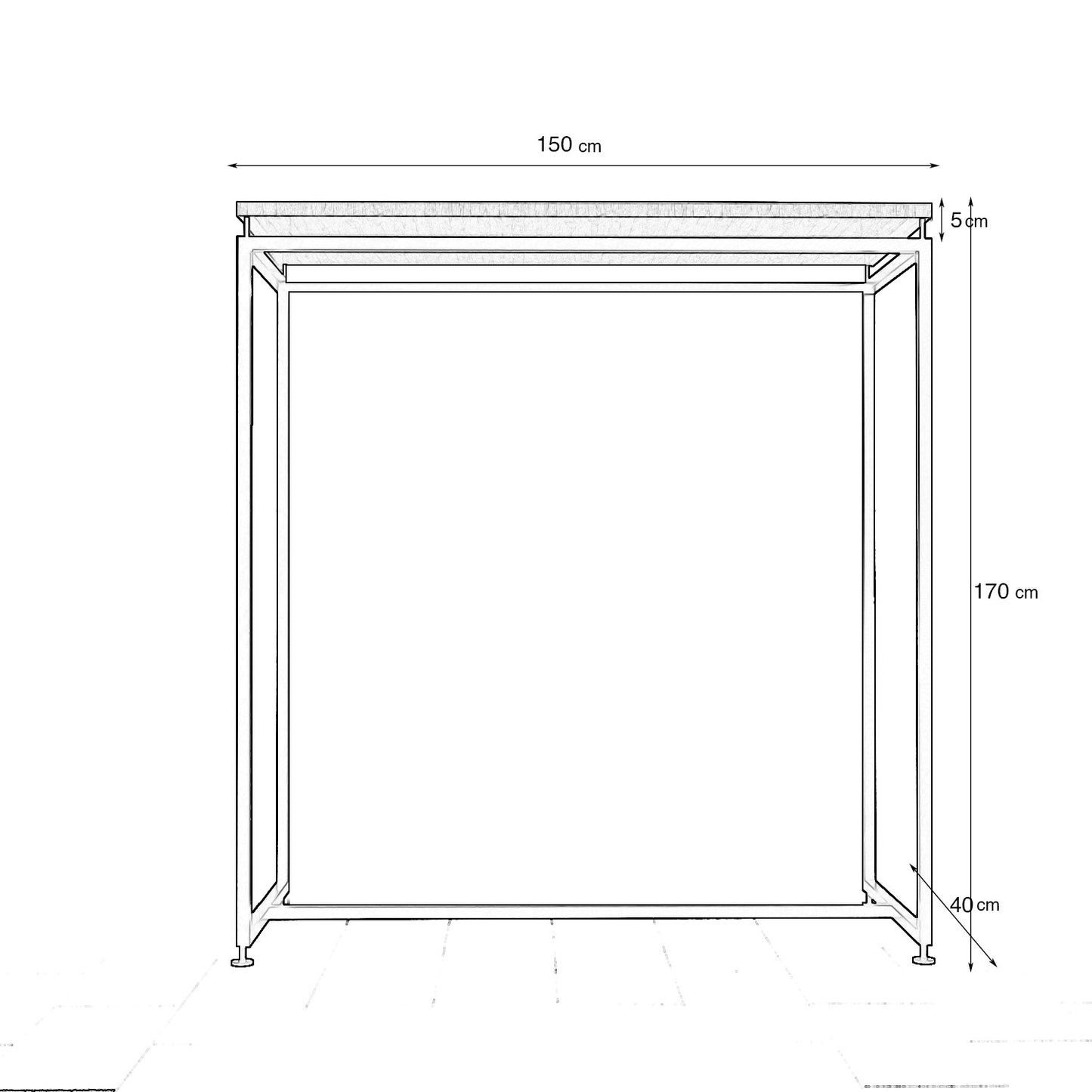 Ντουλάπα 150x170x40 εκ Μαύρο 285LCV1217