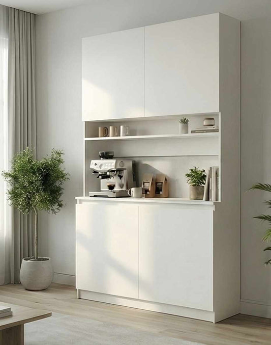 Ντουλάπι Καφέ MDF με Λακαριστές Πόρτες Soft Close & Αποθηκευτικούς Χώρους 120×40×201 εκ. – Λευκό 285VST1149