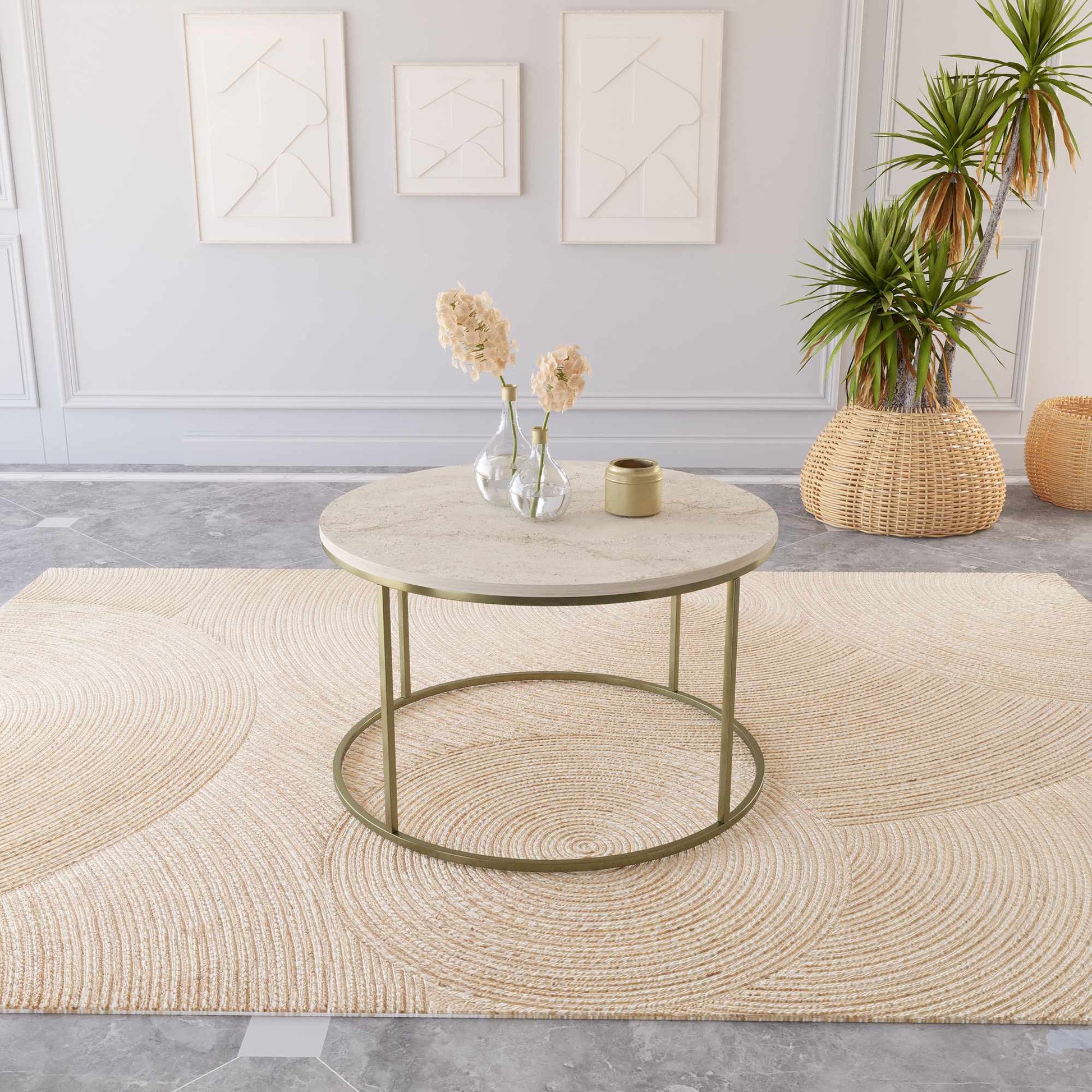 Τραπεζάκι Σαλονιού Αντικέ Τραβερτίνη 75 x 45 εκ. 298SLC1161