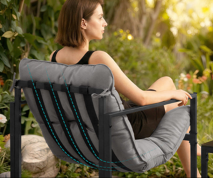 Σετ Επίπλων Κήπου 3 τεμαχίων 2 Καρέκλες Πολυθρόνες με Αδιάβροχα Χοντρά Μαξιλάρια 1 Τραπεζάκι για Βεράντα Μπαλκόνι  GG-F039GZ01