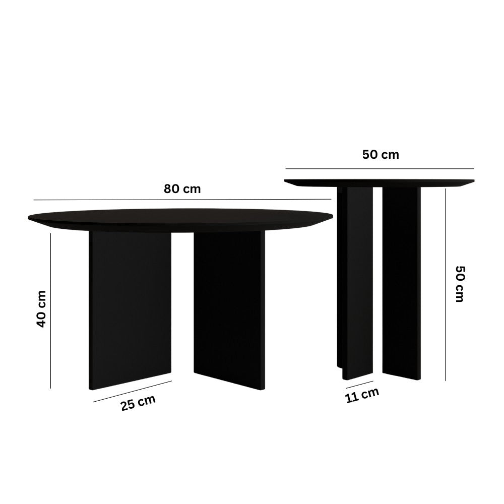 Τραπεζάκι Σαλονιού Set Μαύρο 50 x 50 x 45 εκ GR313RTX1122