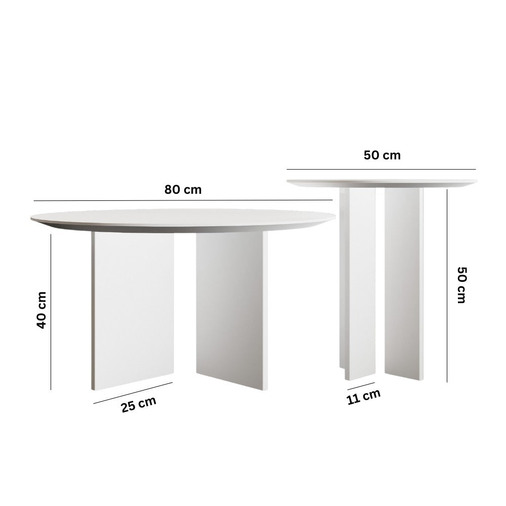 Τραπεζάκι Σαλονιού Set Λευκό 50 x 50 x 45 εκ GR313RTX1123