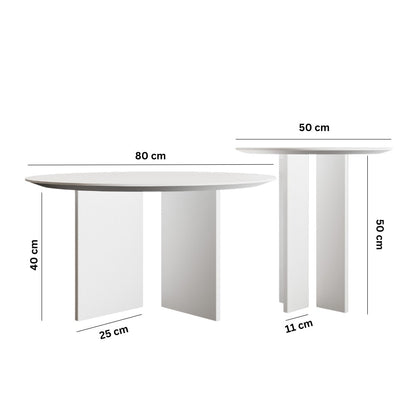 Τραπεζάκι Σαλονιού Set Λευκό 50 x 50 x 45 εκ GR313RTX1123