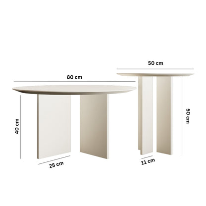 Τραπεζάκι Σαλονιού Set Κρεμ 50 x 50 x 45 εκ GR313RTX1124