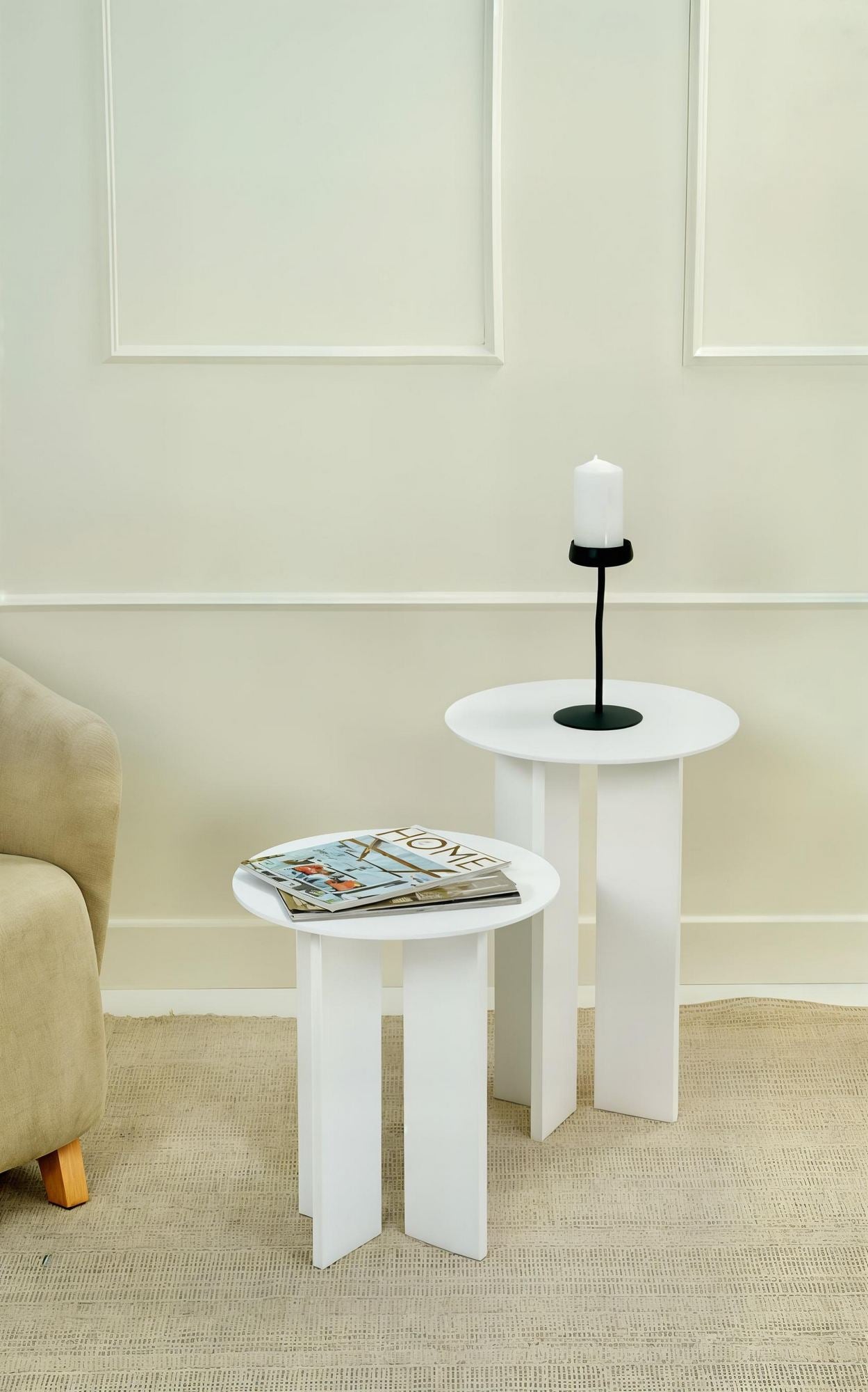 Τραπεζάκι Σαλονιού Set Λευκό 40 x 40 x 45 εκ GR313RTX1141