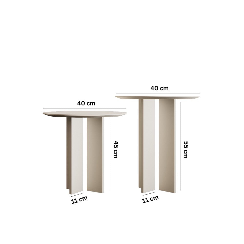 Τραπεζάκι Σαλονιού Set Κρεμ 40 x 40 x 45 εκ GR313RTX1142
