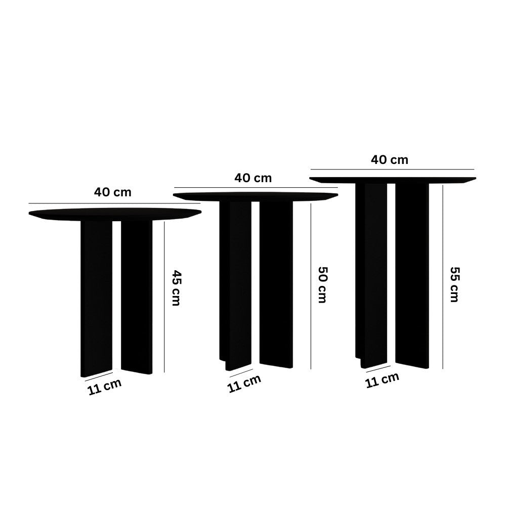 Τραπεζάκι Σαλονιού Set Μαύρο 40 x 40 x 45 εκ GR313RTX1143