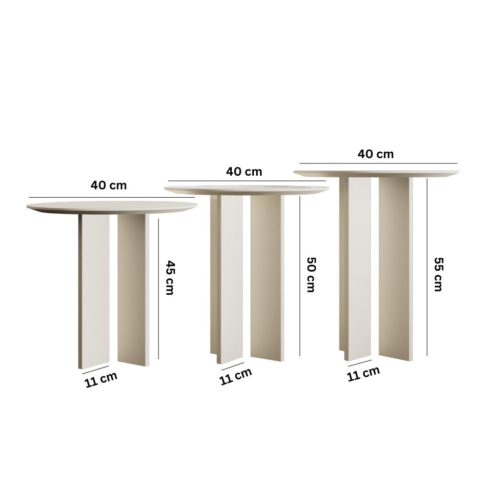 Τραπεζάκι Σαλονιού Set Κρεμ 40 x 40 x 45 εκ GR313RTX1145