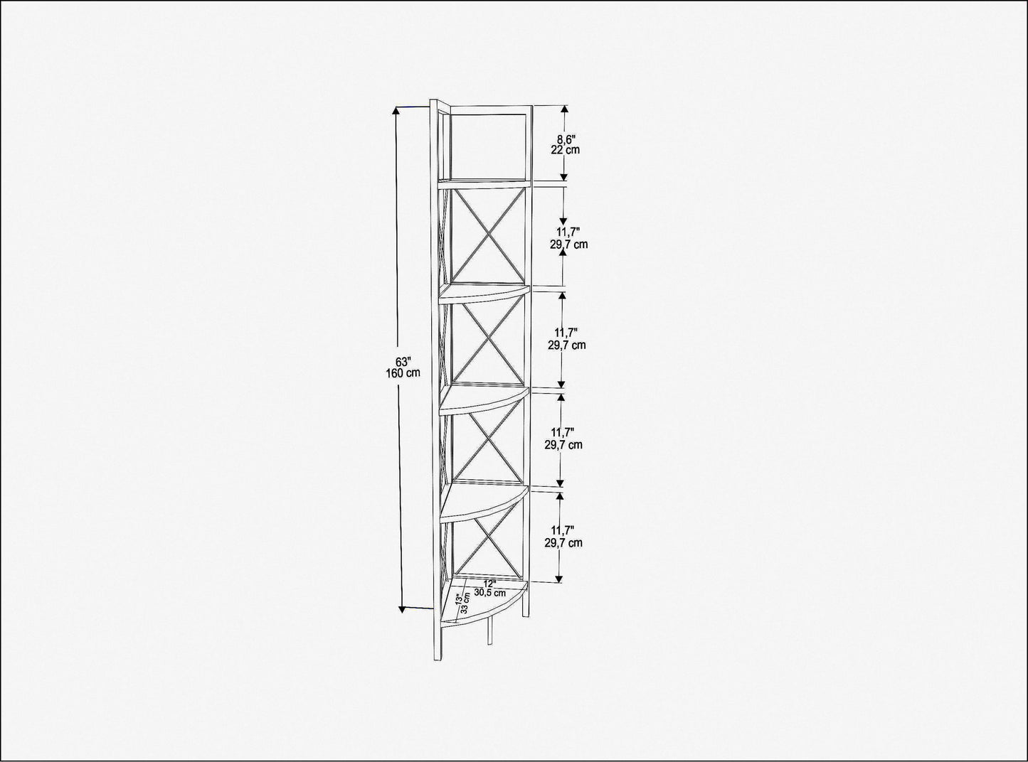 Βιβλιοθήκη 30,5 × 33 × 160 εκ. Μαύρο GR322RTC1107