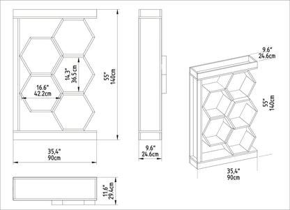 Βιβλιοθήκη 90 × 24,6 × 140 εκ. Δρυς Λευκό GR322RTC1116