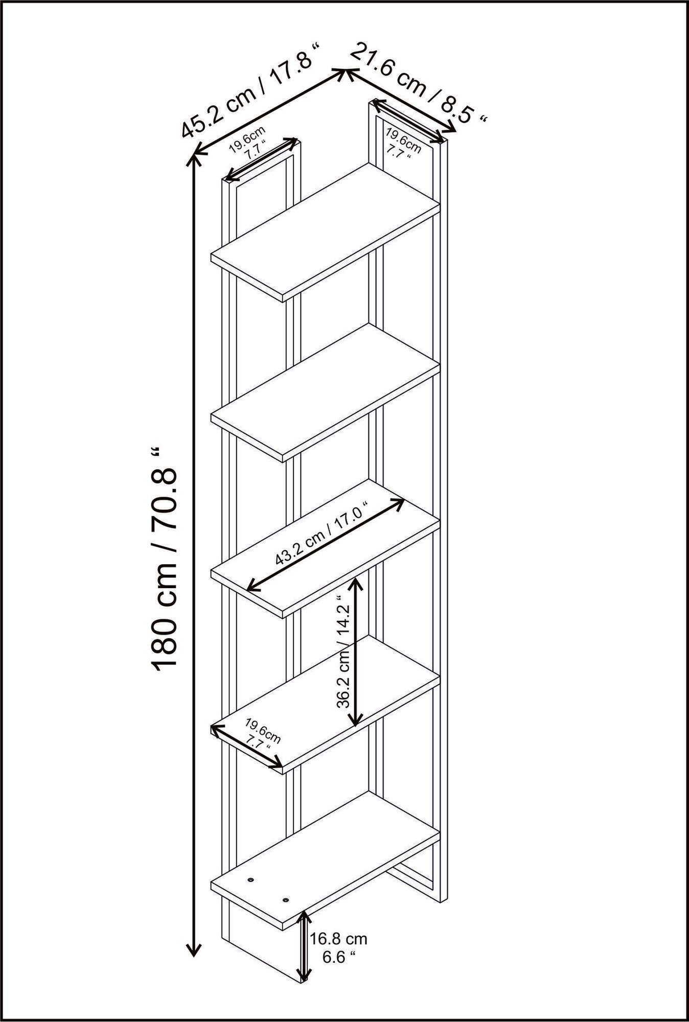Βιβλιοθήκη 45,2 × 21,6 × 180 εκ. Μαύρο Χρυσό GR322RTC1178