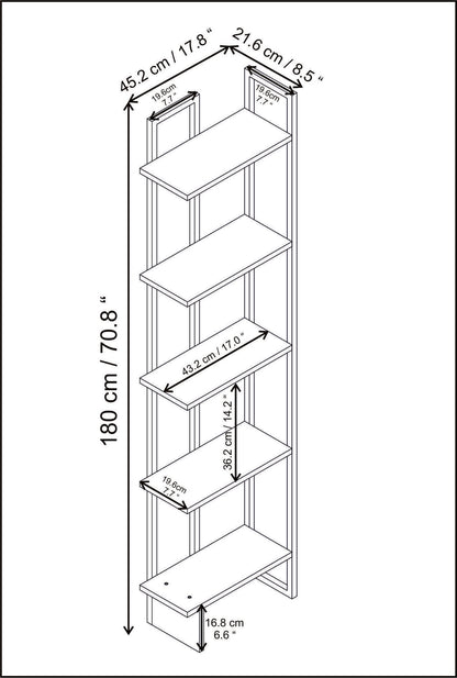 Βιβλιοθήκη 45,2 × 21,6 × 180 εκ. Λευκό Χρυσό GR322RTC1179