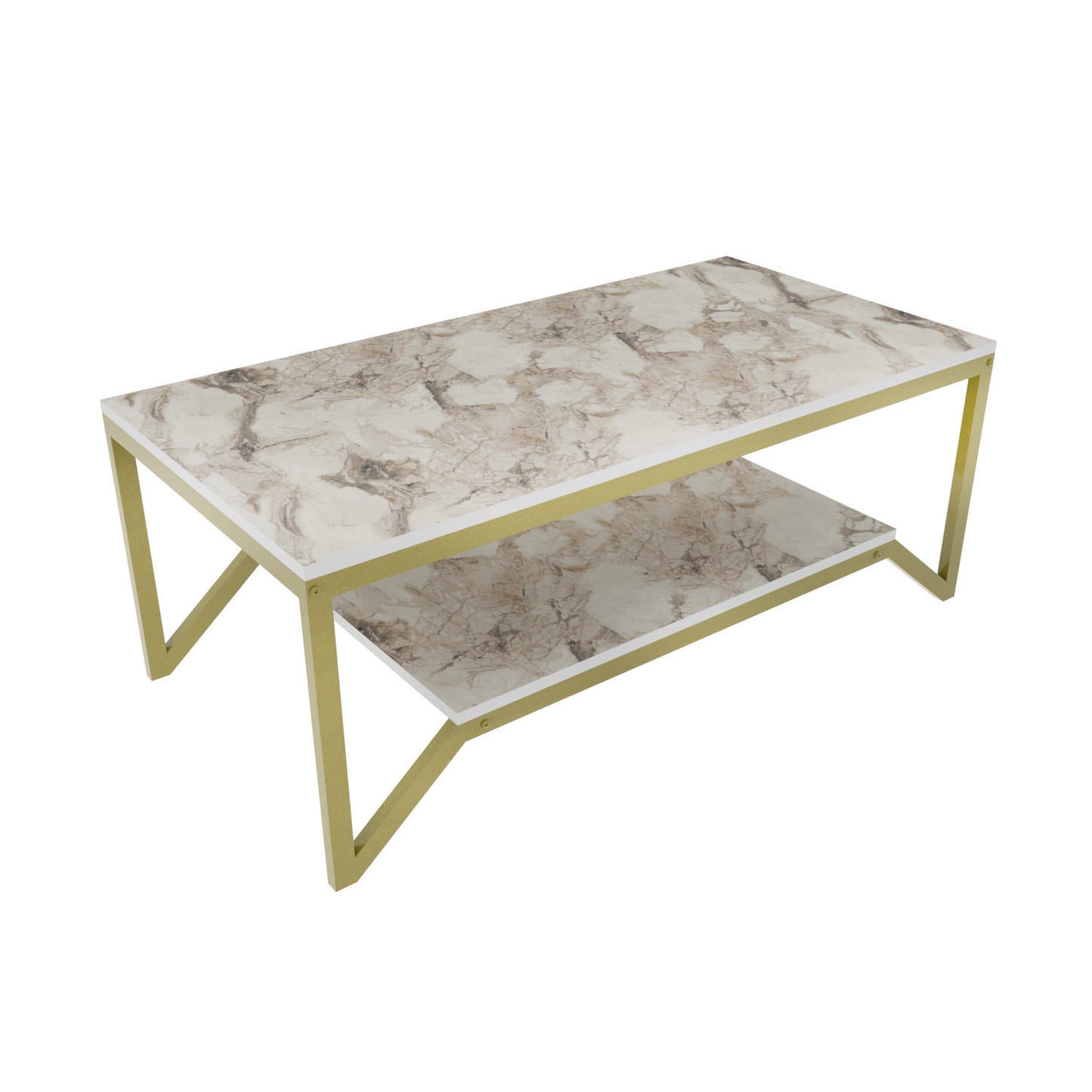 Τραπεζάκι Σαλονιού Χρυσό - Λευκό 120 x 60 x 45,8 εκ GR322RTC1202