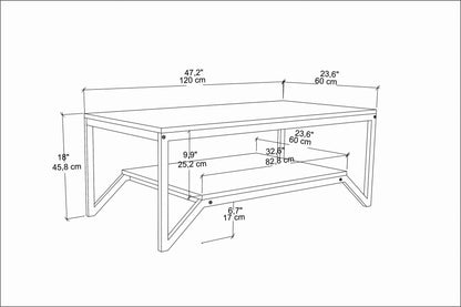 Τραπεζάκι Σαλονιού Χρυσό - Λευκό 120 x 60 x 45,8 εκ GR322RTC1202