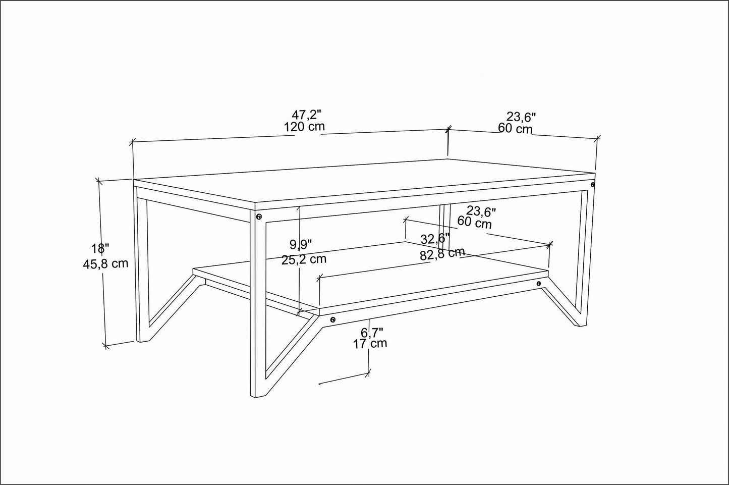 Τραπεζάκι Σαλονιού Λευκό 120 x 60 x 45,8 εκ GR322RTC1203