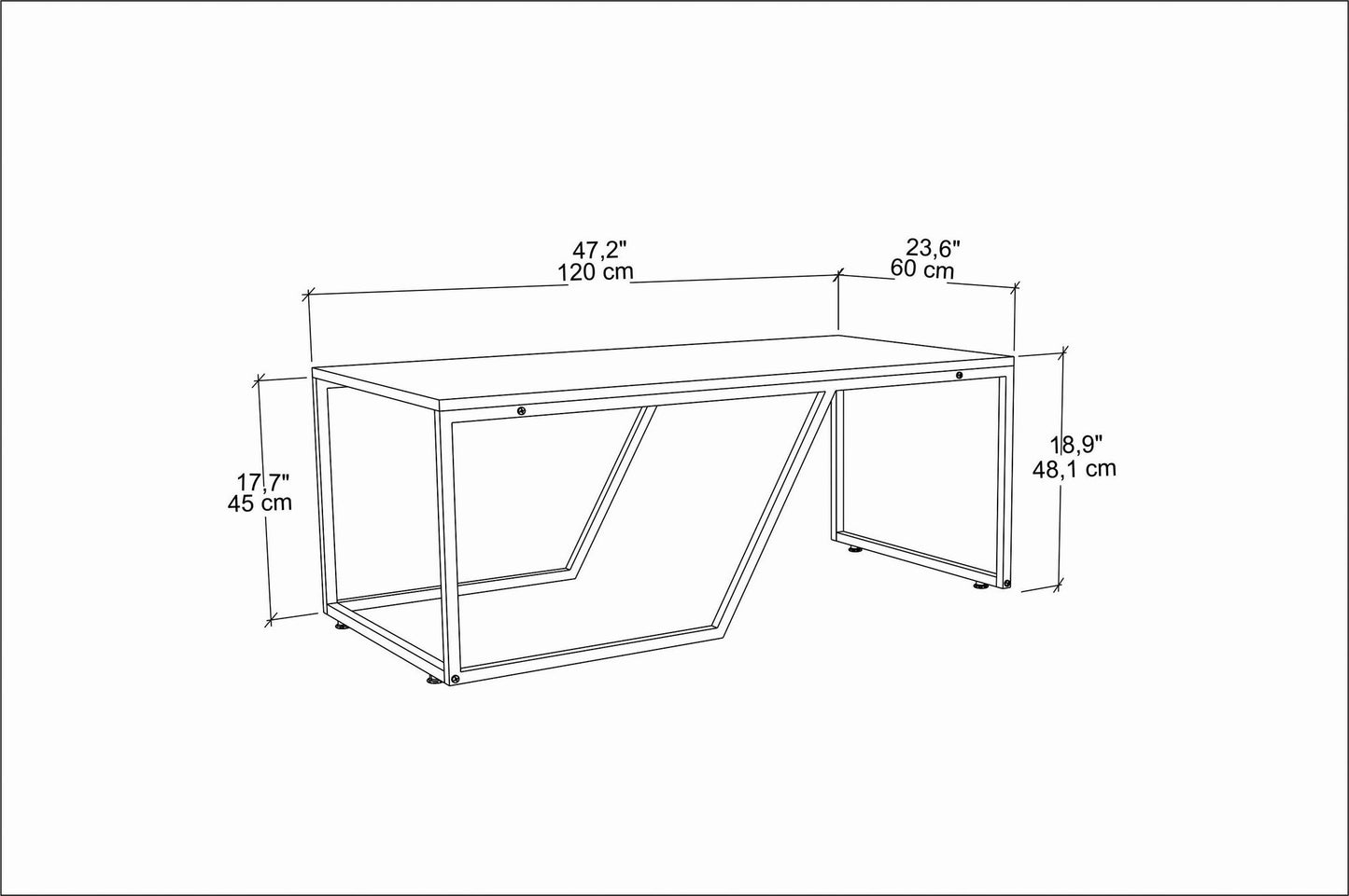 Τραπεζάκι Σαλονιού Μαύρο 120 x 60 x 48 εκ GR322RTC1204