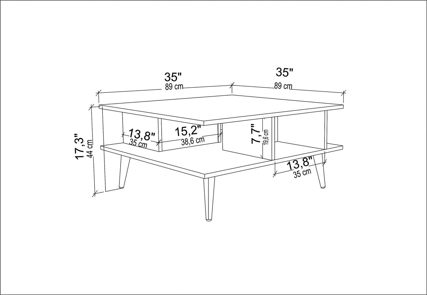 Τραπεζάκι Σαλονιού Λευκό 89 x 89 x 44 εκ GR322RTC1209