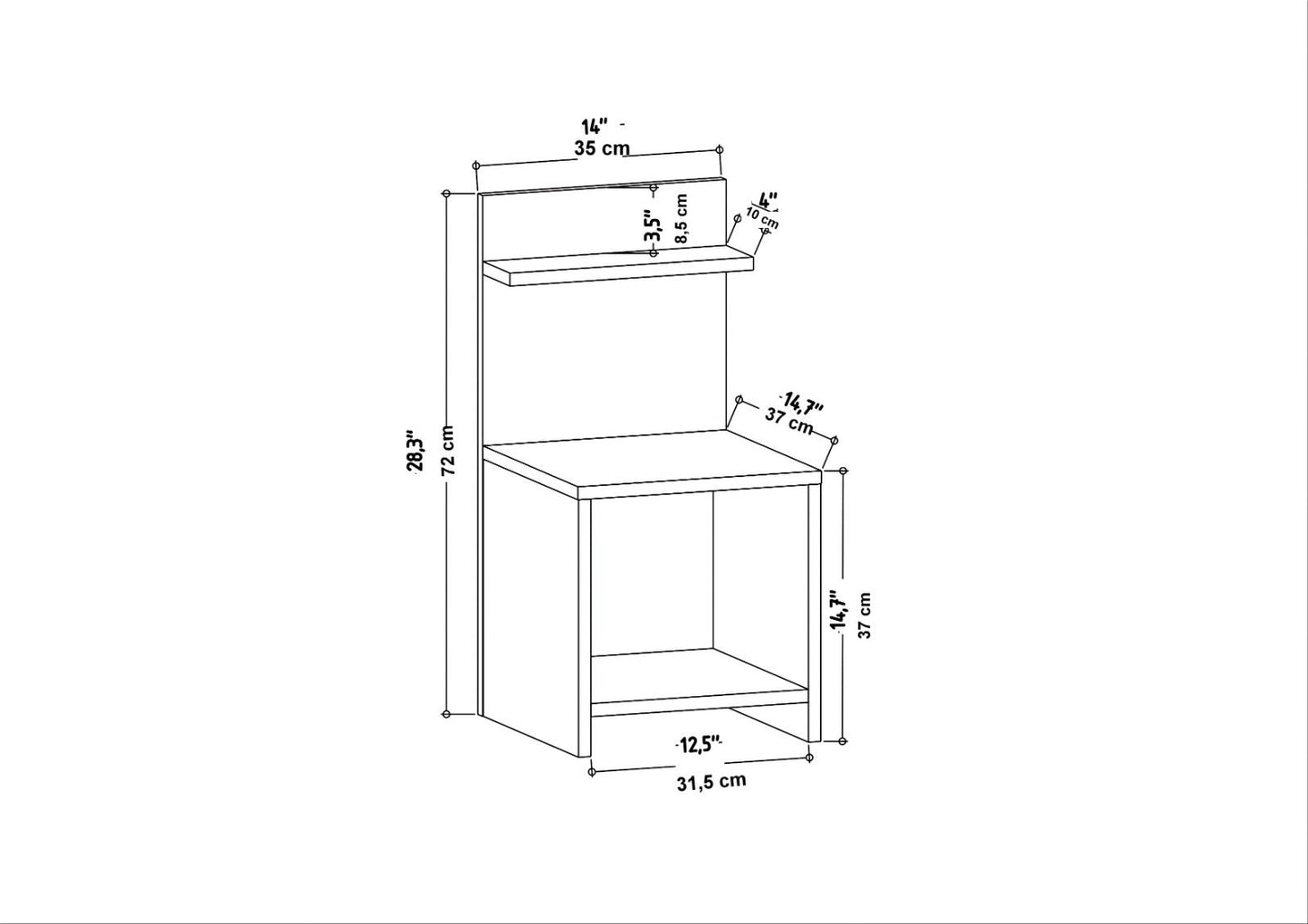 Κομοδίνο Βοηθητικό Τραπεζάκι 41x85,5x11 εκ. | 322RTC1619