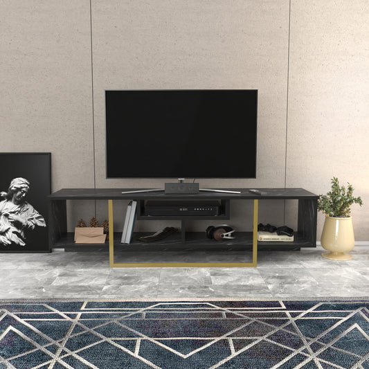 Έπιπλο Τηλεόρασης TV Βάση Σύνθεση Μαύρο Χρυσό | 322RTC2108