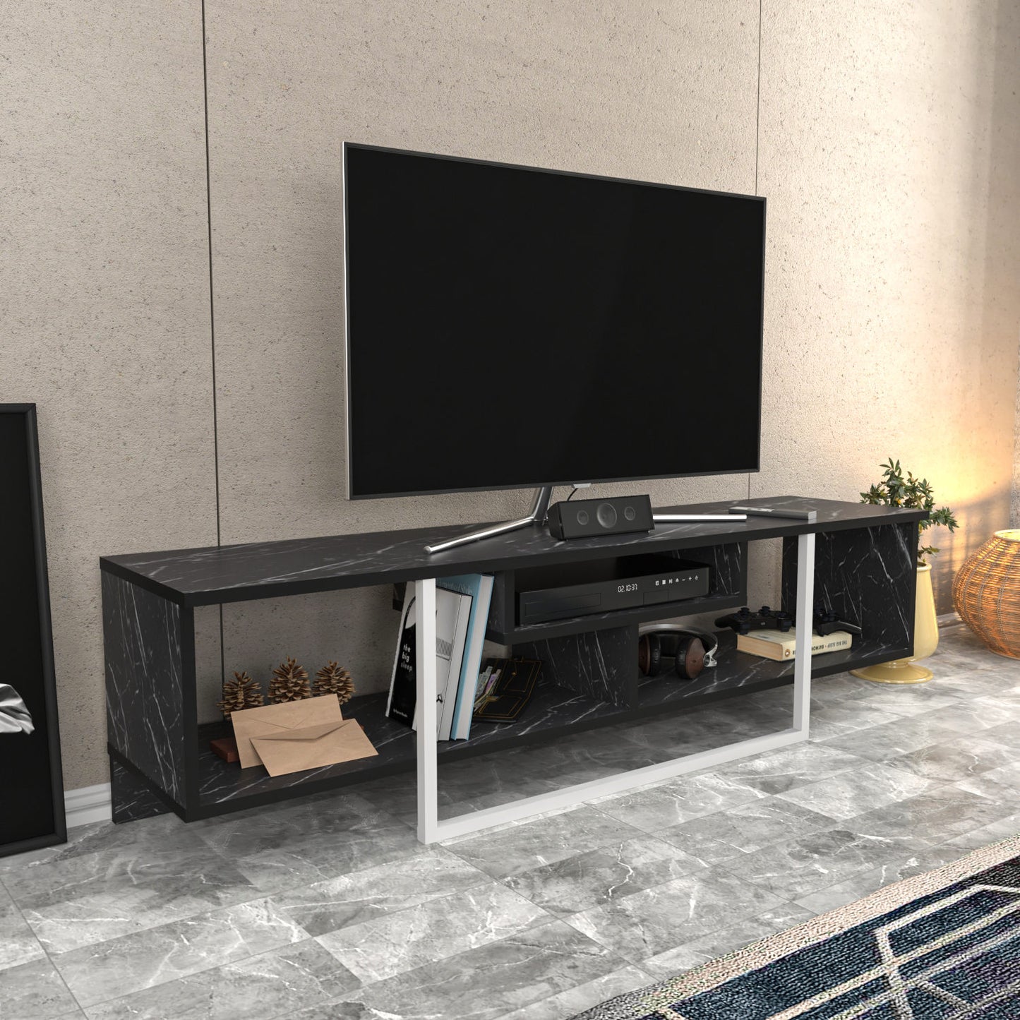 Έπιπλο Τηλεόρασης TV Βάση Σύνθεση Μαύρο Λευκό | 322RTC2109