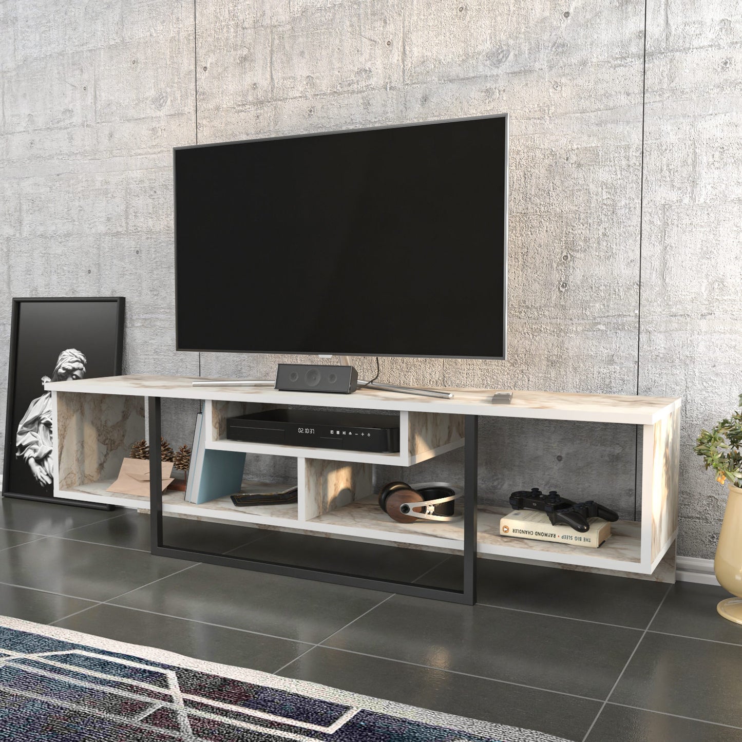 Έπιπλο Τηλεόρασης TV Βάση Σύνθεση Μαύρο Λευκό | 322RTC2110