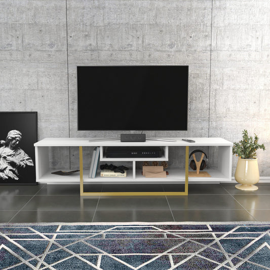 Έπιπλο Τηλεόρασης TV Βάση Σύνθεση Λευκό Χρυσό | 322RTC2115