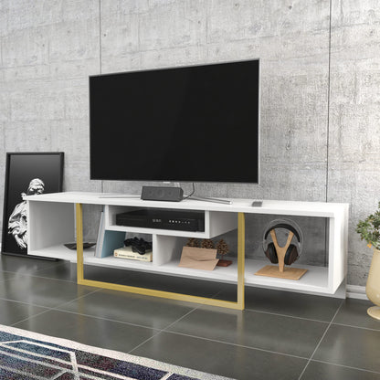 Έπιπλο Τηλεόρασης TV Βάση Σύνθεση Λευκό Χρυσό | 322RTC2115
