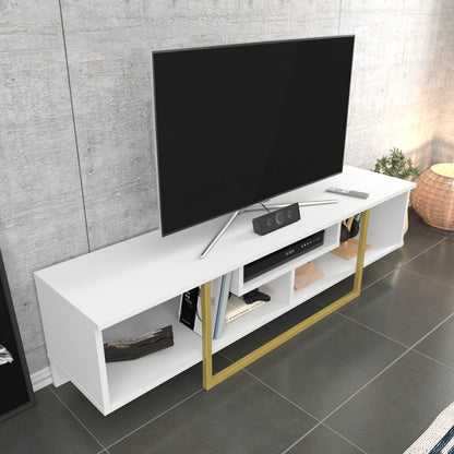Έπιπλο Τηλεόρασης TV Βάση Σύνθεση Λευκό Χρυσό | 322RTC2115