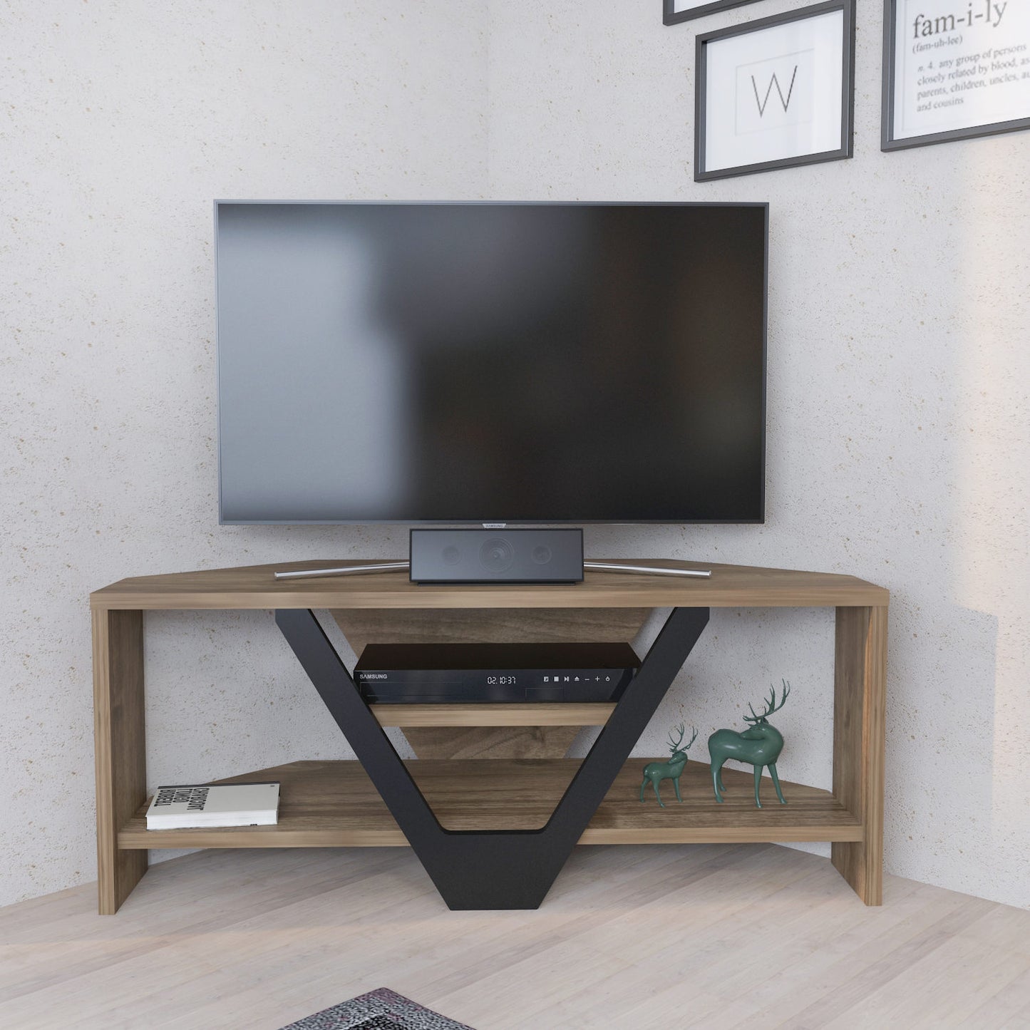 Έπιπλο Τηλεόρασης TV Βάση Σύνθεση Καρυδί Μαύρο | 322RTC2128