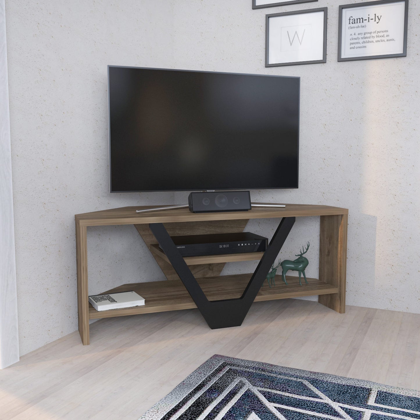Έπιπλο Τηλεόρασης TV Βάση Σύνθεση Καρυδί Μαύρο | 322RTC2128