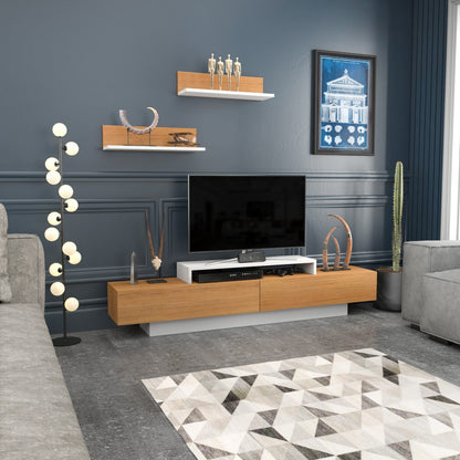 Έπιπλο Τηλεόρασης TV Βάση Σύνθεση Λευκό Teak | 322RTC2155