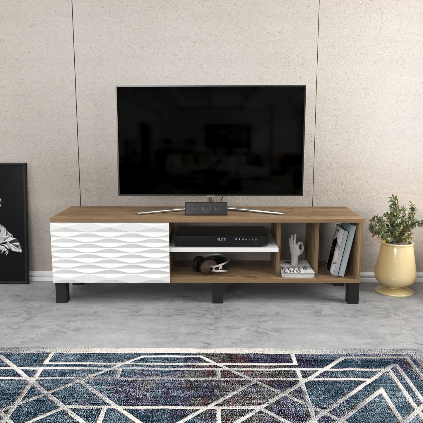 Έπιπλο Τηλεόρασης TV Βάση Σύνθεση Καρυδί Λευκό | 322RTC2160