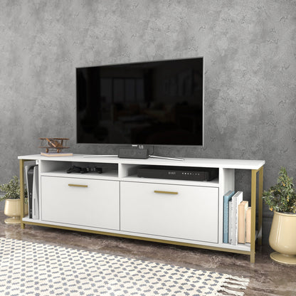 Έπιπλο Τηλεόρασης TV Βάση Σύνθεση Λευκό Χρυσό | 322RTC2162