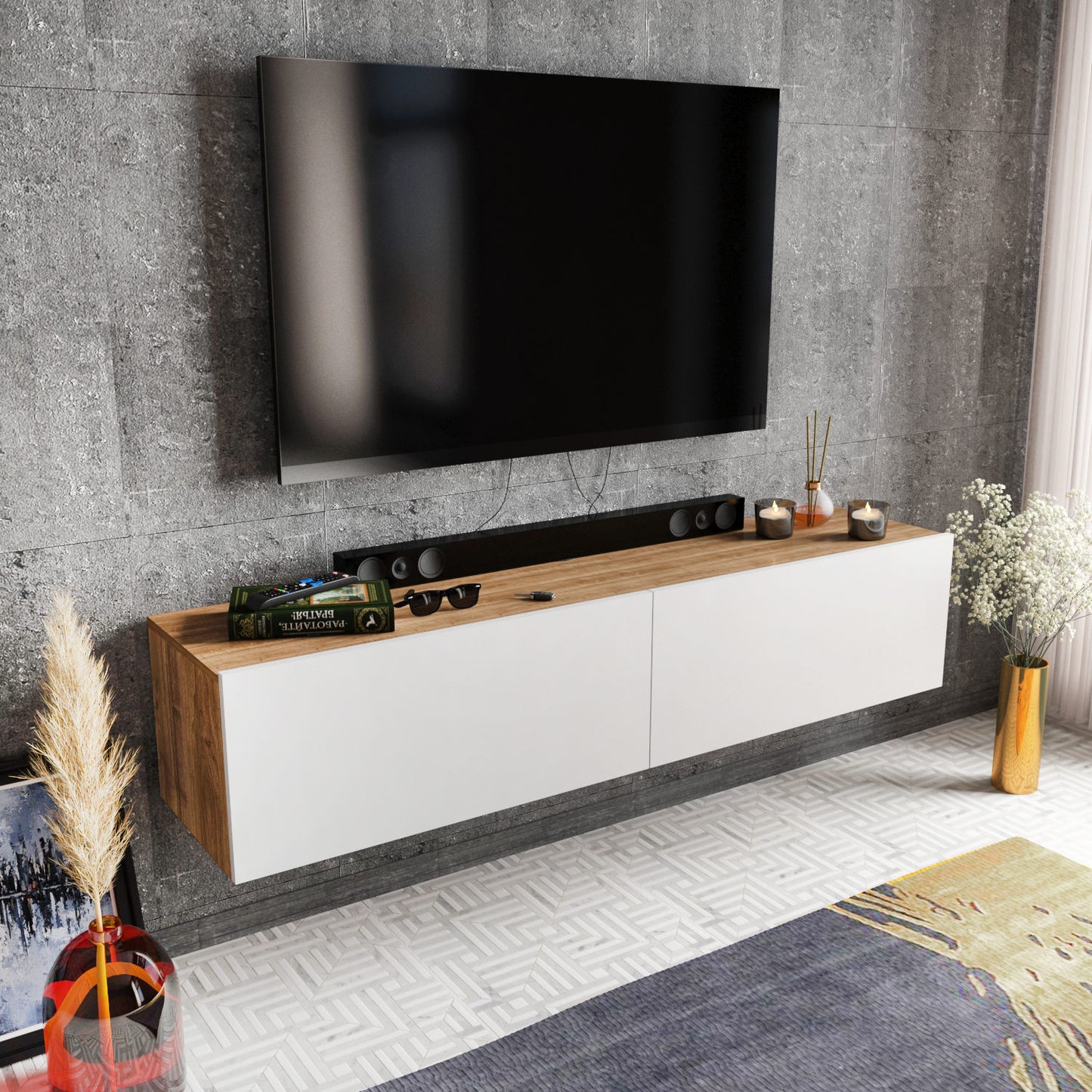 Έπιπλο Τηλεόρασης TV Βάση Σύνθεση Λευκό Καρυδί | 322RTC2173