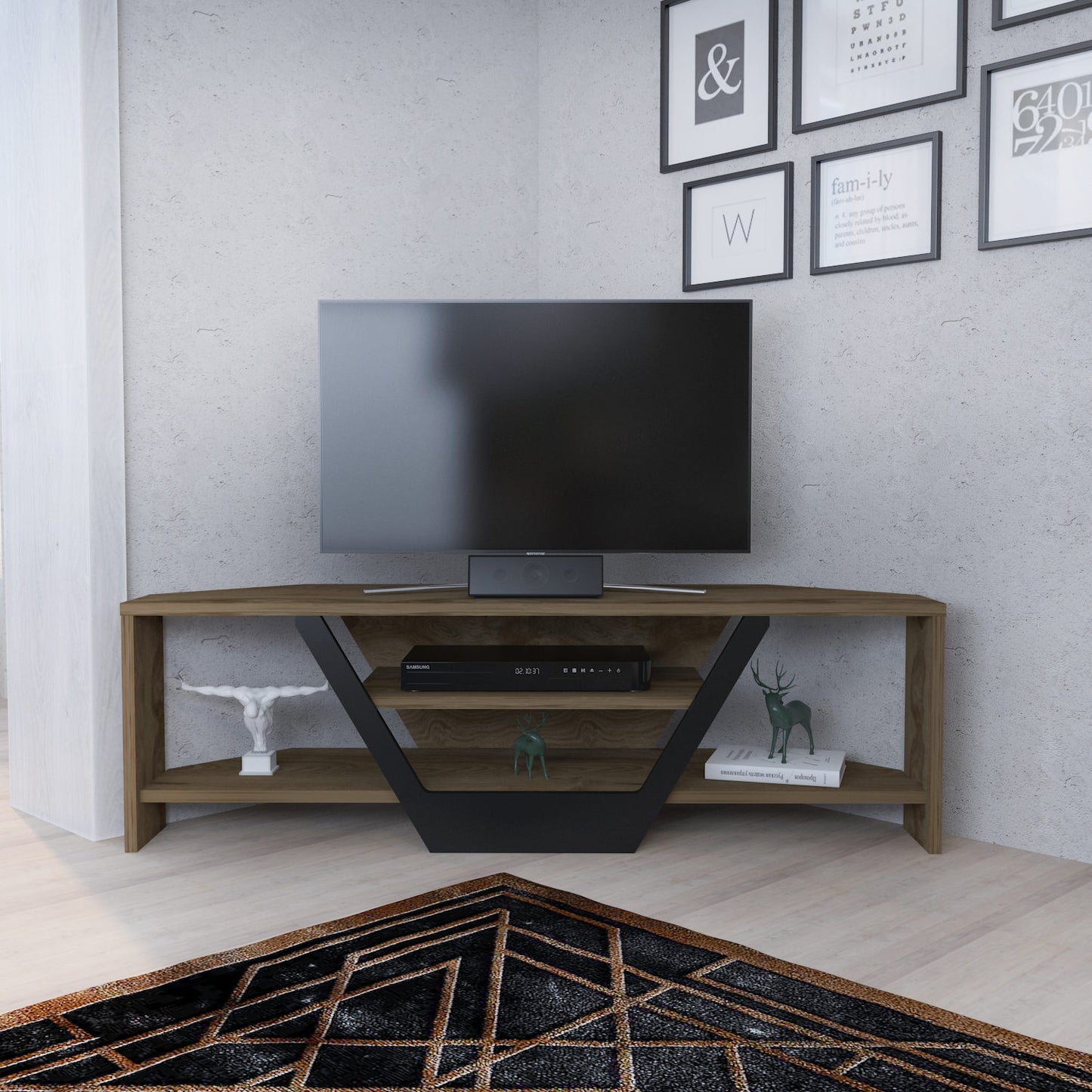 Έπιπλο Τηλεόρασης TV Βάση Σύνθεση Oud Δρυς Μαύρο | 322RTC2179