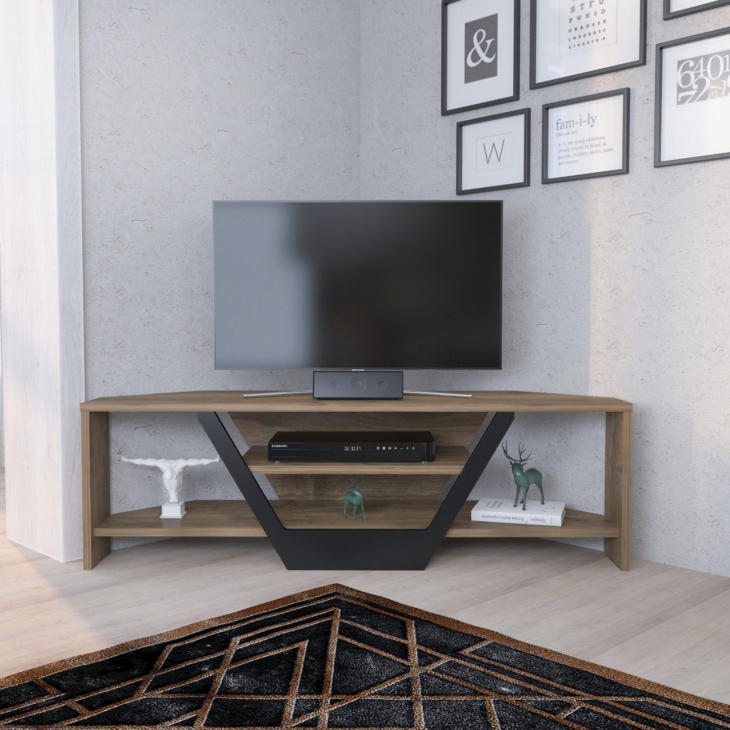 Έπιπλο Τηλεόρασης TV Βάση Σύνθεση Καρυδί Μαύρο | 322RTC2180