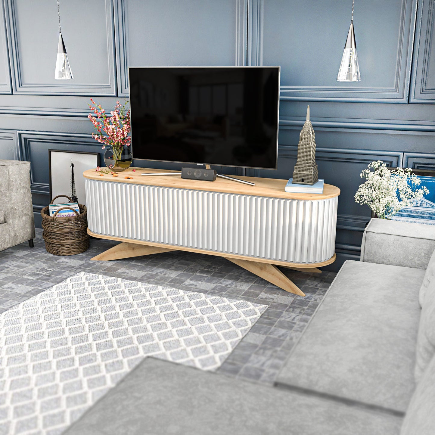 Έπιπλο Τηλεόρασης TV Βάση Σύνθεση Sapphire Λευκό | 322RTC2184
