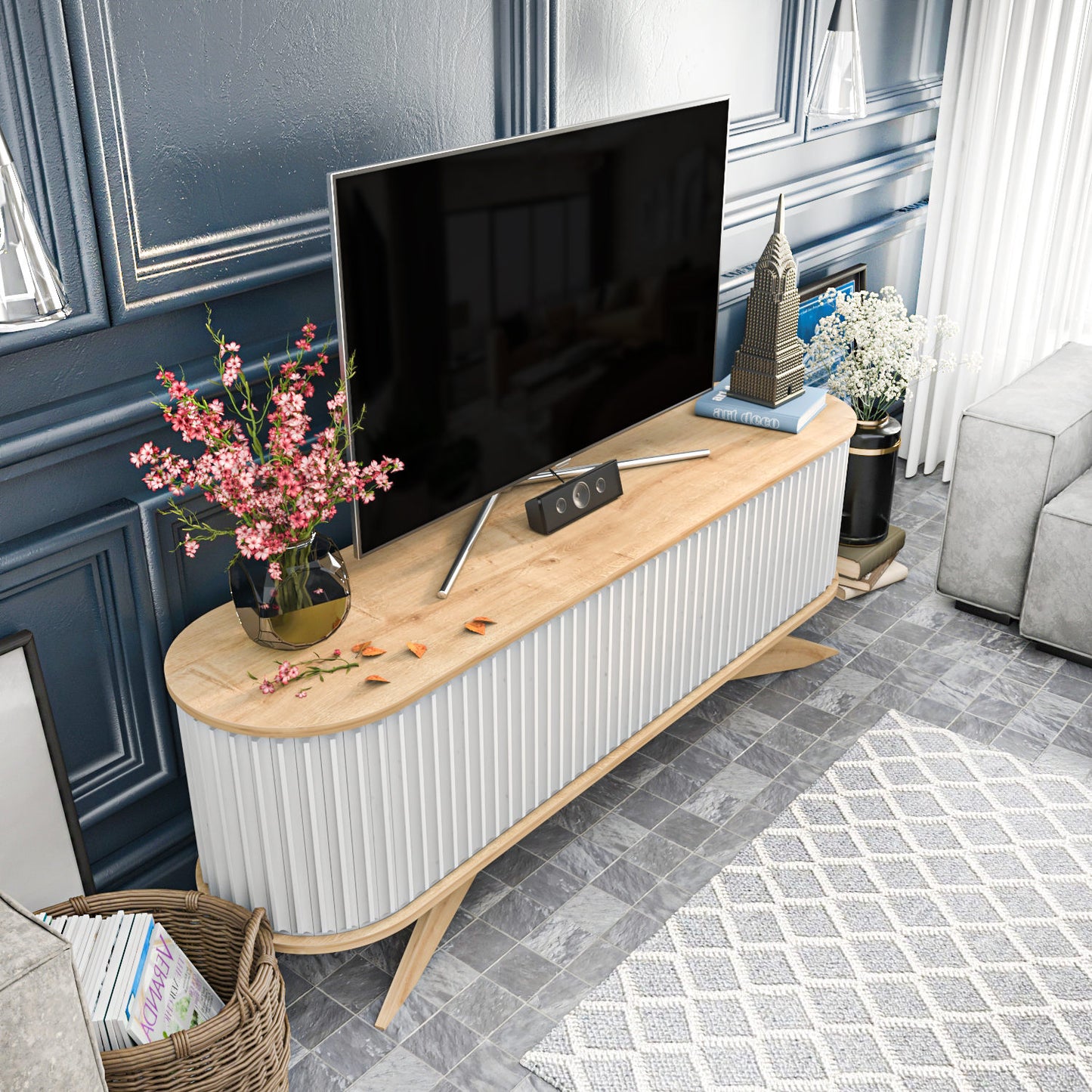Έπιπλο Τηλεόρασης TV Βάση Σύνθεση Sapphire Λευκό | 322RTC2184