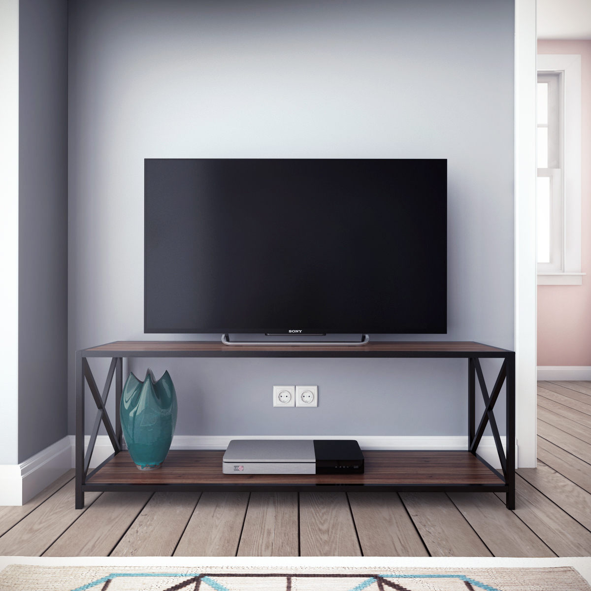 Έπιπλο Τηλεόρασης TV Βάση Σύνθεση Καρυδί Μαύρο | 322RTC2186