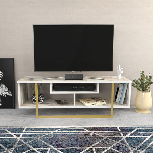 Έπιπλο Τηλεόρασης TV Βάση Σύνθεση Λευκό Χρυσό | 322RTC2192