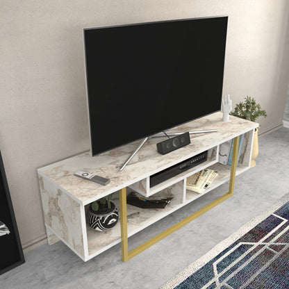Έπιπλο Τηλεόρασης TV Βάση Σύνθεση Λευκό Χρυσό | 322RTC2192