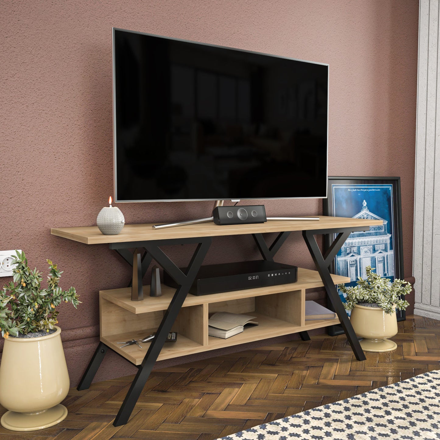 Έπιπλο Τηλεόρασης TV Βάση Σύνθεση Μαύρο Δρυς | 322RTC2312