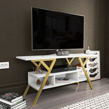 Έπιπλο Τηλεόρασης TV Βάση Σύνθεση Χρυσό Λευκό | 322RTC2319