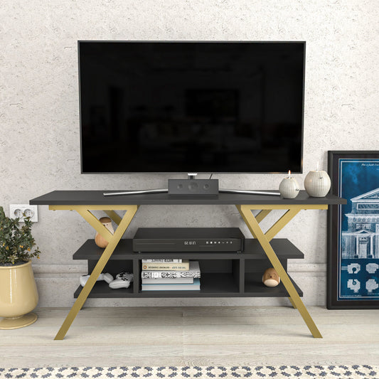 Έπιπλο Τηλεόρασης TV Βάση Σύνθεση Χρυσό Ανθρακί | 322RTC2321