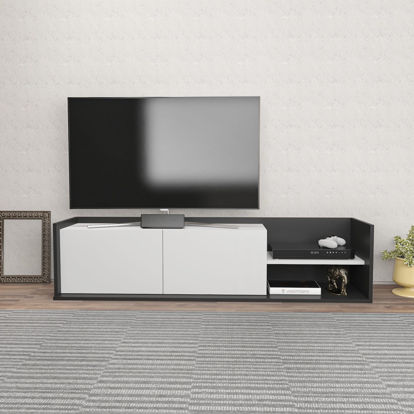 Έπιπλο Τηλεόρασης TV Βάση Σύνθεση Ανθρακί Λευκό | 322RTC2396