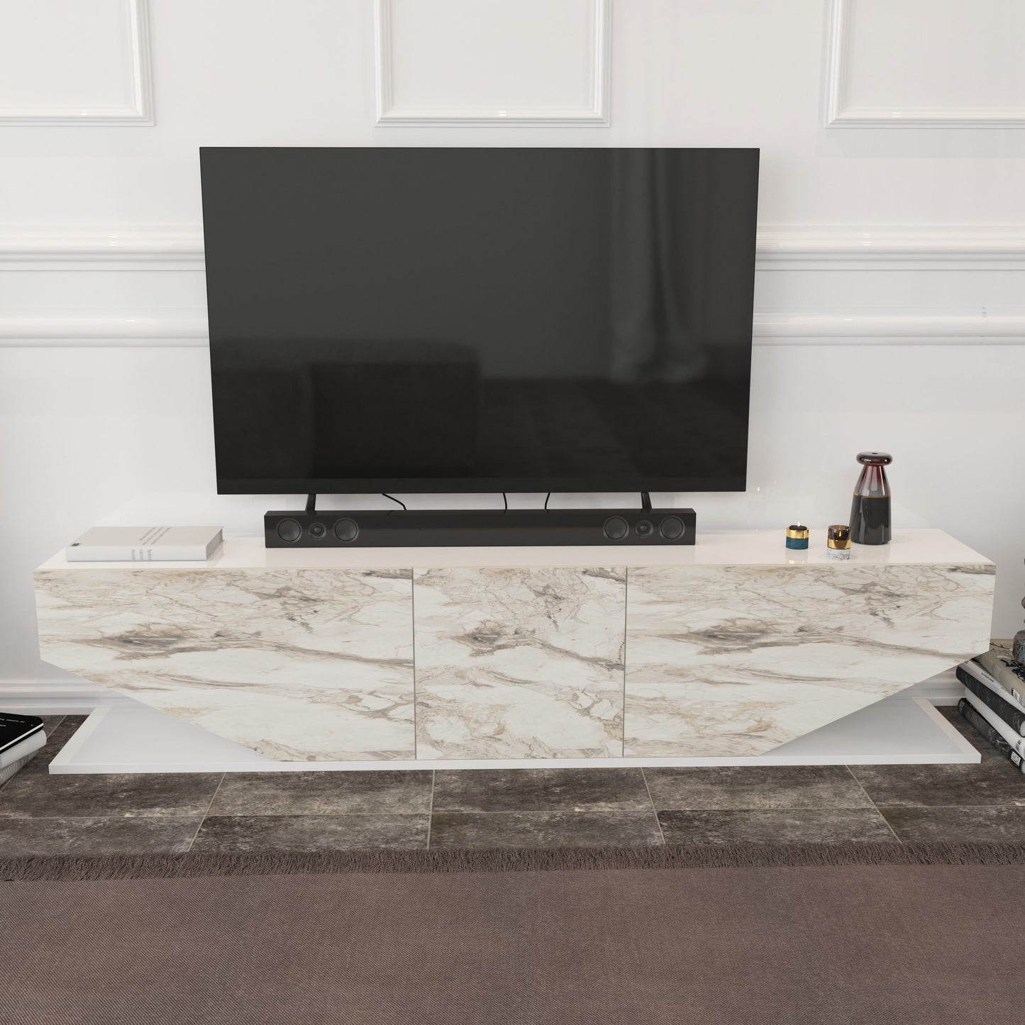 Έπιπλο Τηλεόρασης TV Βάση Σύνθεση Λευκό Marble | 322RTC2448